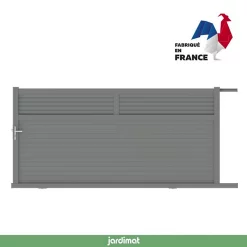 Castorama Portail Jardimat Coulissant Aluminium Annoire Gris Antique - 350 X H.175 Cm