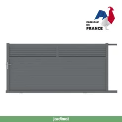 Castorama Portail Jardimat Coulissant Aluminium Annoire Gris Noir - 350 X H.175 Cm