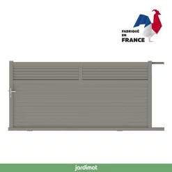 Castorama Portail Jardimat Coulissant Aluminium Annoire Gris Quartz - 350 X H.175 Cm
