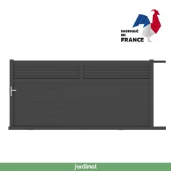 Castorama Portail Jardimat Coulissant Aluminium Annoire Noir - 400 X H.175 Cm