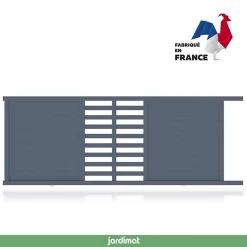 Castorama Portail Jardimat Coulissant Aluminium Courtrai Gris 7016 - 350 X H.142 Cm