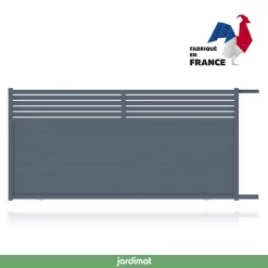 Castorama Portail Jardimat Coulissant Aluminium Wissant Gris 7016 - 350 X H.159 Cm